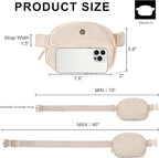 WESTBRONCO Fanny Packs for Women Men, Small Belt Bag Nylon, Lightweight Fashion Waist Packs, Mini Crossbody Bags with Adjustable Strap for Workout Running Traveling(Beige)