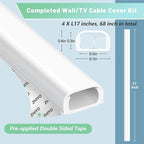 ZhiYo Wire Covers for 2 Cords, Cord Hider on Wall Mounted, 68in Cord Cover Kit, Cable Cover Paintable, Cable Concealer for Extension Cord/Ethernet Cable/Speaker Wire Hider, Black W0.7in H0.4in
