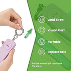 Personal Safety Alarm Keychain for Women,3-Pack,Loud Siren with Flashing LED Light,Portable Emergency Security Device,Gifts for Kids,Presents for Elderly,Night Running,Purple White Blue