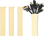 JOTO 4 Pack Cable Management Sleeve, 19-20 Inches Cord Organizer System with Zipper for TV Computer Office Home Entertainment, Flexible Cable Sleeve Wrap Cover Wire Hider System -Beige