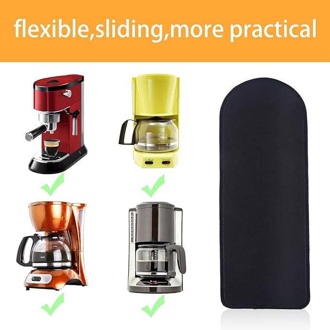 Coffee Maker Mat For Countertops,Appliance Sliders for Kitchen Appliances,Small Appliance Coffee Maker Slider,Coffee Machine Mat Sliding Tray.Coffee Accessories.Black Appliance Slider mat. (Medium)