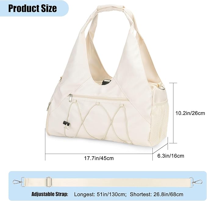 Forestfish Gym Bag For Women With Yoga Mat Holder & Shoe Compartment & Wet Dry Storage Pocket & Adjustable Strap