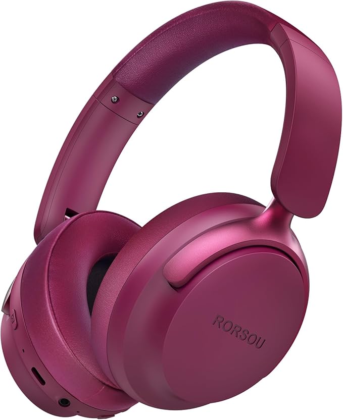 B8 Bluetooth Headphones Over Ear, 6 EQ Music Modes and 50H Playtime Deep Bass Wireless Headphones with Mic, Lightweight Folding HiFi Stereo Headset for iPad/Travel/Tablet/PC/Home Red