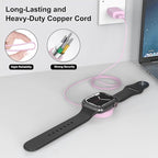 Fast Charger for Apple Watch Charger, Magnetic iWatch Charger to USB A Cable 3.3FT with USB A Wall Plug Adapter for Apple iWatch Series Ultra/10/9/8/7/6/SE/5/4/3/2 (Pink)