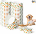 60 Pcs 42 oz/ 5.2 Cups Disposable Pet Bowls with Waterproof PE Coating, Heavy Duty Leakproof Bulk Dog Bowls with Printed Pattern for Multi-Dog Homes, Puppies, Travel, Camping & Pet Party