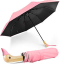 Compact Small Umbrellas for Rain&Sun, Cute Design Duck Head Umbrella for Girls Gifts, 8 Ribs Folding Umbrella with Wooden Handle