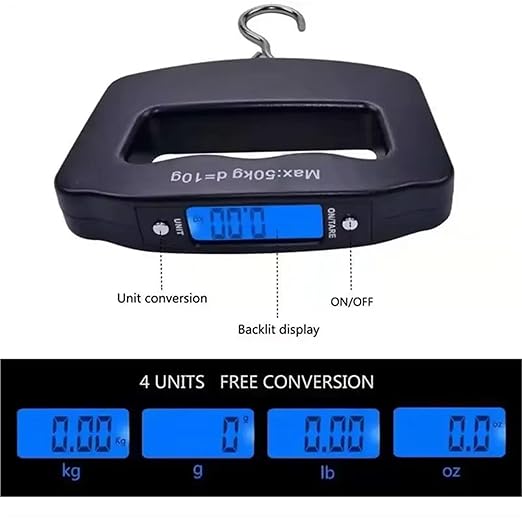 Luggage Weight Scale, 50kg/10g Travel Luggage Scale Portable Handheld Electronic Scale with Hook Gram Scale Express Delivery Fishing Handheld Scale,for Travel