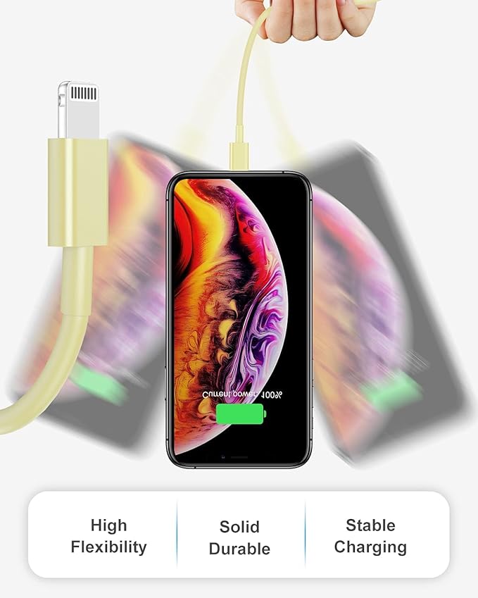 4 Pack [Apple MFi Certified] Apple Charging Cables 1ft, iPhone Chargers Lightning Cable 1 Foot, Fast iPhone Charging Cord for iPhone 14/14Pro/13/13Pro/12/11/11Pro/11Max/ X/XS/XR/XS Max/8, ipad(Yellow)