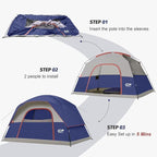 CAMPROS CP Camping Tent 2/4/6 Person, Waterproof Windproof Double Layer Dome Tent, Easy Setup with Large Mesh Windows & Wide Door for Outdoor Camping Backyard