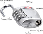 4 Dial Digit TSA Approved Travel Luggage Locks Combination for Suitcases (Silver-4pack)
