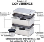 Modaniam Leak Proof Stainless Steel Bento Box, Stainless Steel Lunch Box For Adults, Metal Bento Box, Japanese Lunch Container, Large With Compartment, Korean Bentobox, Non Toxic, Microwave Safe