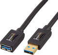 Amazon Basics 2-Pack USB 3.0 Extension Cable, Fast Data Transfer 4.8Gbps, USB-A Male to Female, Gold-Plated Connectors, 3 Foot, Black