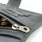 CONTACTS Full Grain Leather Passport Holder with Airtag Slot RFID Blocking Passport Wallet for Men Travel Passport Cover with SIM Card Removal Tool (Badge, Gray)