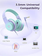 iClever HS19S Kids Headphones, 85dBA Safe Volume Limiter - Over Ear Stereo Headphones for Kids Boys Girls, Foldable 3.5mm Jack Wired Headphone for iPad/Tablet/School/Travel