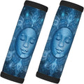 Abstract Blue Mandala Human Face 2 Pack Luggage Handle Wrap Set of Neoprene Luggage Tags for Suitcases Bag Strap Wrap Cover Travel Airplane Accessories Covers Markers Sleeve Grips Identifiers Cruise