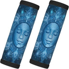 Abstract Blue Mandala Human Face 2 Pack Luggage Handle Wrap Set of Neoprene Luggage Tags for Suitcases Bag Strap Wrap Cover Travel Airplane Accessories Covers Markers Sleeve Grips Identifiers Cruise