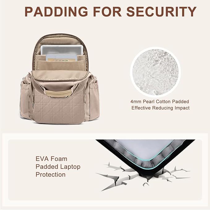 Focdod Laptop Backpack for Women Bookbag: 15.6 inch Work Backpacks with Pouch Pocket for Large Capacity Cup & USB Charger College Book Bag Travel Business Nurse Teacher Bookbags Anti-theft Back Pack