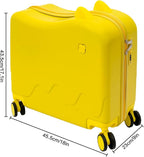 18" Kids Ride-On Suitcase,Children's Carry On Luggage Case,Rolling Luggage With Lock,Travel Trolley Case for Short Trips,School Trips,Outings (Lemon yellow)