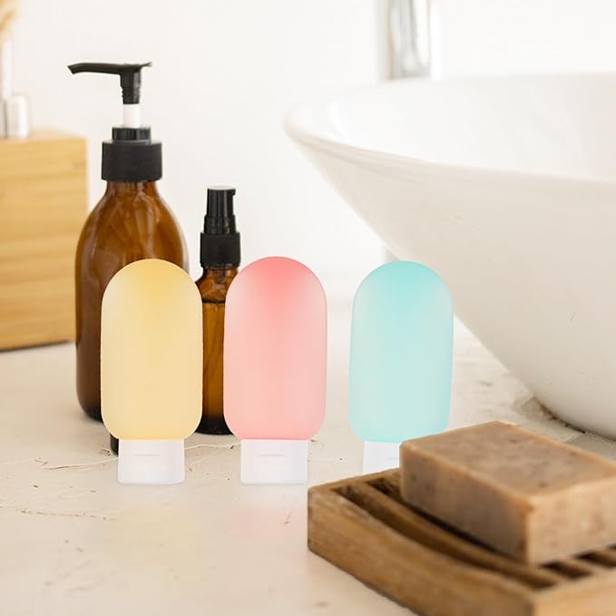 STOBAZA Leak-proof Lotion Sub Bottles and Shampoo Containers 3pcs 60ml Abs Flip-top Travel Refillable Toiletries Bottles for Travel and Personal Care