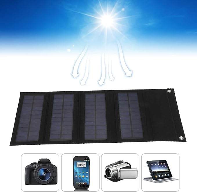 Jeanoko 1PCS 40W Foldable Solar Panel Charger, Low Light Solar Panel, High Conversion Efficiency for Backpacking for Camping,Portable Solar Panel Kit(Black)