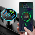 4 Ports Fast Car Charger,[Upgrade Voltmeter Display] PD+QC3.0 Car Charger Adapter for 12-24V Cigarette Lighter Plug,Phone Charger Compatible with iPhone/Android/Samsung/iPad(QC3.0+PD+2.4A+2.4A)