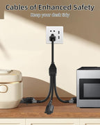 18AWG 3 Prong Extension Cord Splitter, NEMA 5-15P to 5-15R 3 Way Extension Power Outlet Splitter Cable for Home,Room,Office(1M/3.2FT)