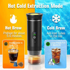 Portable Espresso Maker and Metal Stand Set, Self-Heating Travel Coffee Machine, Rechargeable Coffee Maker with Digital Display, 3-in-1 for Ground Coffee & Capsules, Camping RV Office