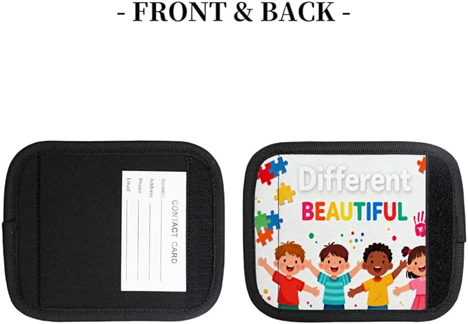 2 Pack Luggage Handle Wrap with Travel Tags - Non-Slip Protective Cover Soft Handle Grips Covers for Suitcase(Difference is Beautiful)