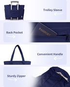Wandering Nature Puffer Tote Bag with Cup Holder & Laptop Compartment & Trolley Sleeve for Travel, Work, Nurse, Women