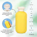 DEMORA 6.6oz Travel Bottles for Toiletries, Larger Plastic Travel Squeeze Bottles Leak Proof Refillable Toiletry Containers with Flip Caps and Labels for Shampoo Conditioner Lotion (Yellow, 4 Pcs)