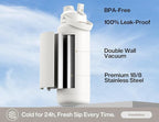POWCAN 40 oz Insulated Water Bottle with 2-in-1 Straw and Spout Lid, Keep Cold 24H, Leak-Proof, BPA-Free, Double Wall Stainless Steel Water Bottle for Sports, Gym, Travel, and School (Ivory)