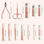 Manicure Set, 12 In 1 Stainless Steel Professional Pedicure Kit Nail Scissors Grooming Kit with Pink Leather Travel Case Pink