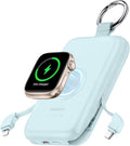 RORRY CharmGo Portable Charger, 10000mAh 20W Fast Charging Portable Charger Power Bank with Built in Cables, Travel Battery Pack for iPhone 17/16/15/14/13/12 and Apple Watch, Blue
