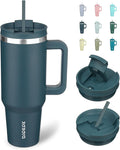 BJPKPK 40oz Stainless Steel Insulated Tumbler With Handle And Lid Straw Travel Coffee Mug Thermal Cup,Navy Blue