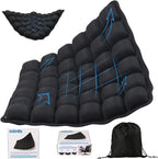 Portable Travel Airplane Seat Cushion, 3D Air Cell Tech with Built-in Pump, Adjustable Firmness Back & Tailbone Support, Ideal for Long Flights, Office, Car, Wheelchair,Great for Soccer Watching