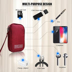 Electronic Organizer Bag Cable Organizer Travel Cord Organizer Case Pouch Portable Carrying Case for Charger Hard Drive Earphone USB SD Card (Red)