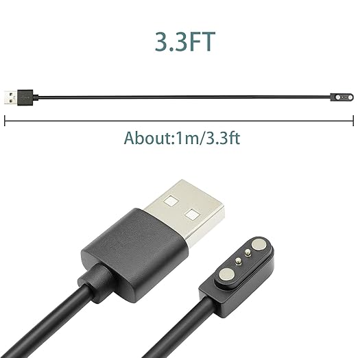 2-Pack 3.3FT Smart Watch Charger Magnetic 2Pin USB Charging Cable for Veryfitpro Letsfit Willful YAMAY SW023 ID205L SW021 ID205U ID205S SW025 Uwatch 3S