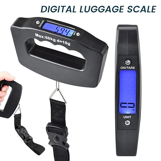 3 Pack Luggage Scale, 50 Kg/110 Lbs Suitcase Weight Scale with LCD Display Backlight, Portable Buckle Baggage Weight Scale for Travelers and Fish Weighing, (Battery not Included)