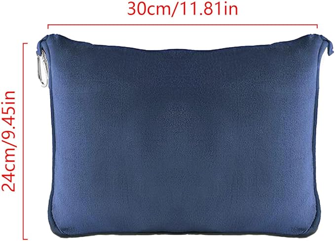 Travel Blanket and Pillow Set 2-in-1 Cozy Flannel Airplane Blanket with Luggage Sleeve Backpack Clip Soft Foldable Travel Throw for Plane Car Camping