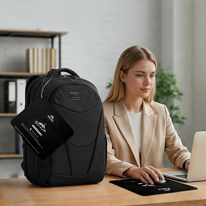 MATEIN HER Work Backpack with Lunch Compartment, Water Resistant Laptop Backpack for Office Commute with Water Bottle Holder & RFID Pocket, Teacher Nurse Travel Bag Fits 17.3'' Computer, Black
