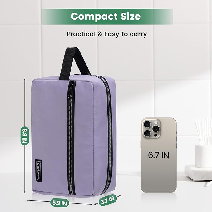 Carbrea Toiletry Bag for Women - Makeup bag Small Pouch for Toiletries, Cosmetics, Accessories, Gifts, Travel Organizer - Purple