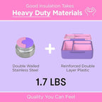 OmieBox Bento Box for Kids - Insulated Bento Lunch Box with Leak Proof Vacuum Insulated Food Jar - 3 Compartments, Two Temperature Zones (Unicorn Pink)