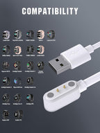 TiMOVO Charger Compatible with YAMAY VeryFitPro SW021/SW01/Willful SW023/SW025/Letsfit ID205L/Letscom ID205S/ID216/Umidigi Uwatch 3/Uwatch GT, Magnetic USB Charging Power Cable Cord 3.3ft, White
