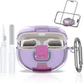 for Bose Ultra Open Earbuds Case with Secure Lock & Phone Stand, Soft TPU Shockproof Protective Clear Case for Bose Open Ear Earbuds Accessories with Cleaning Pen & Keychain (Clear Purple)