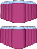 PartyPrints 25 Pack Neon Pink Blank Can Cooler Sleeves, Customizable Bulk Insulated Foam for Beer, Collapsible Plain Drink Holder, Cold Soda Insulator, 12oz Regular, 16oz Tall Cans