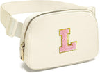 Gitus Personalized Gifts Birthday Gifts for Girls Fanny Pack Cross Body Bags with Initial Letter Preppy Stuff Gifts for Her Girlfriend Wife Sister Friends Mom (Ivory-L)