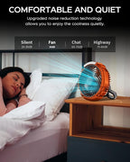 ASNUG Camping Fan with LED Lantern, 6000mAh Battery Operated Rechargeable Fan, 3 Speeds,180° Rotation, Portable Desk Fan with Hanging Hook, Tent Fan for Travel Camping Outdoor Fishing