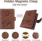Passport Holder Wallet Cover Personalized Letter A-Z Travel Wallet RFID Blocking Passport Cover Wallet Case for Travel Passport Book Holders for Women and Men, Brown-O