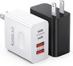 USB C Charger Block [2-Pack], 40W 4-Port Type C Fast Charging Block Dual USBC Power Adapter & Double USB Wall Plug Multiport Brick USB C Cube Charger for iPhone 15 14 13 12 11 Pro Max XS XR, Samsung
