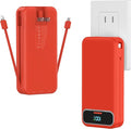 20000mAh Lightweight-Portable-Charger-Power-Bank with Built-in Cables and AC Wall Plug, PD20W USB-C Fast Charging Battery Pack, LED Display External Travel Phone Charger for All iPhone,Samsung,Android